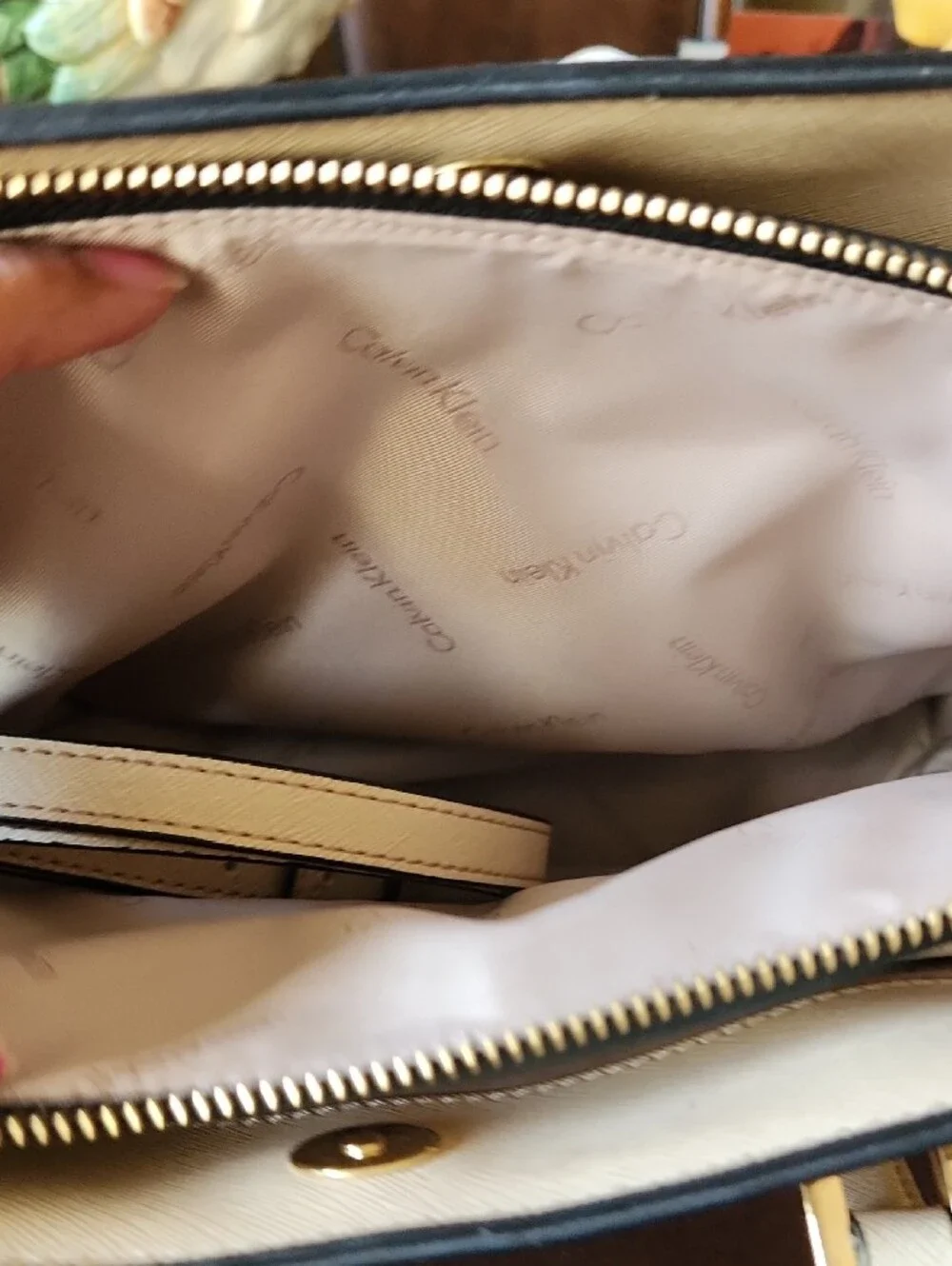 Calvin Klein Beige Satchel Handbag